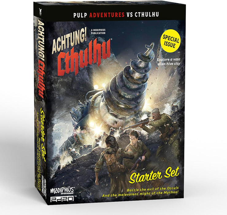 Modiphius Entertainment: Achtung! Cthulhu: Starter Set - RPG Boxed Set w/ 2 Books, Maps, Dice & Character Sheets, 2d20 System, Pulp Horror Roleplaying