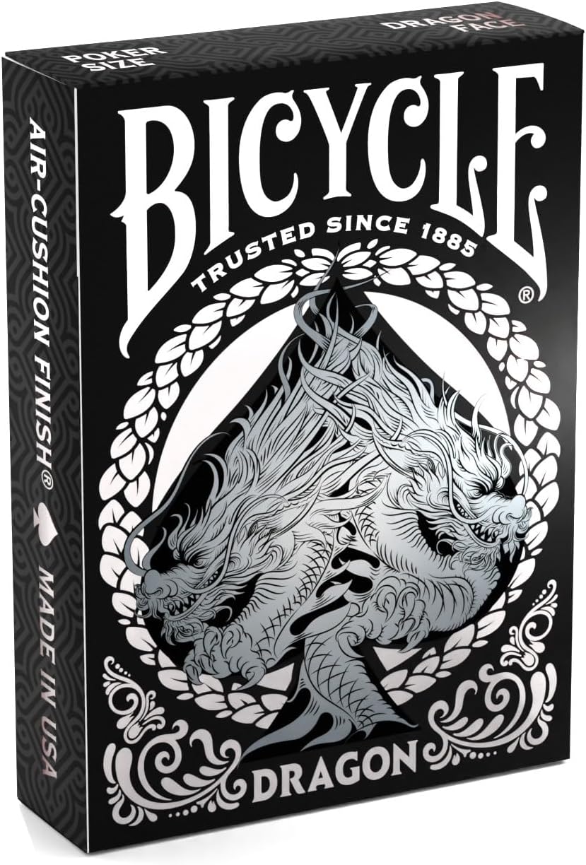 Bicycle Black Dragon Playing Cards - 1 Deck, Air Cushion Finish, Professional, Superb Handling & Durability, Great Gift For Card Collectors