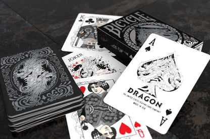 Bicycle Black Dragon Playing Cards - 1 Deck, Air Cushion Finish, Professional, Superb Handling & Durability, Great Gift For Card Collectors