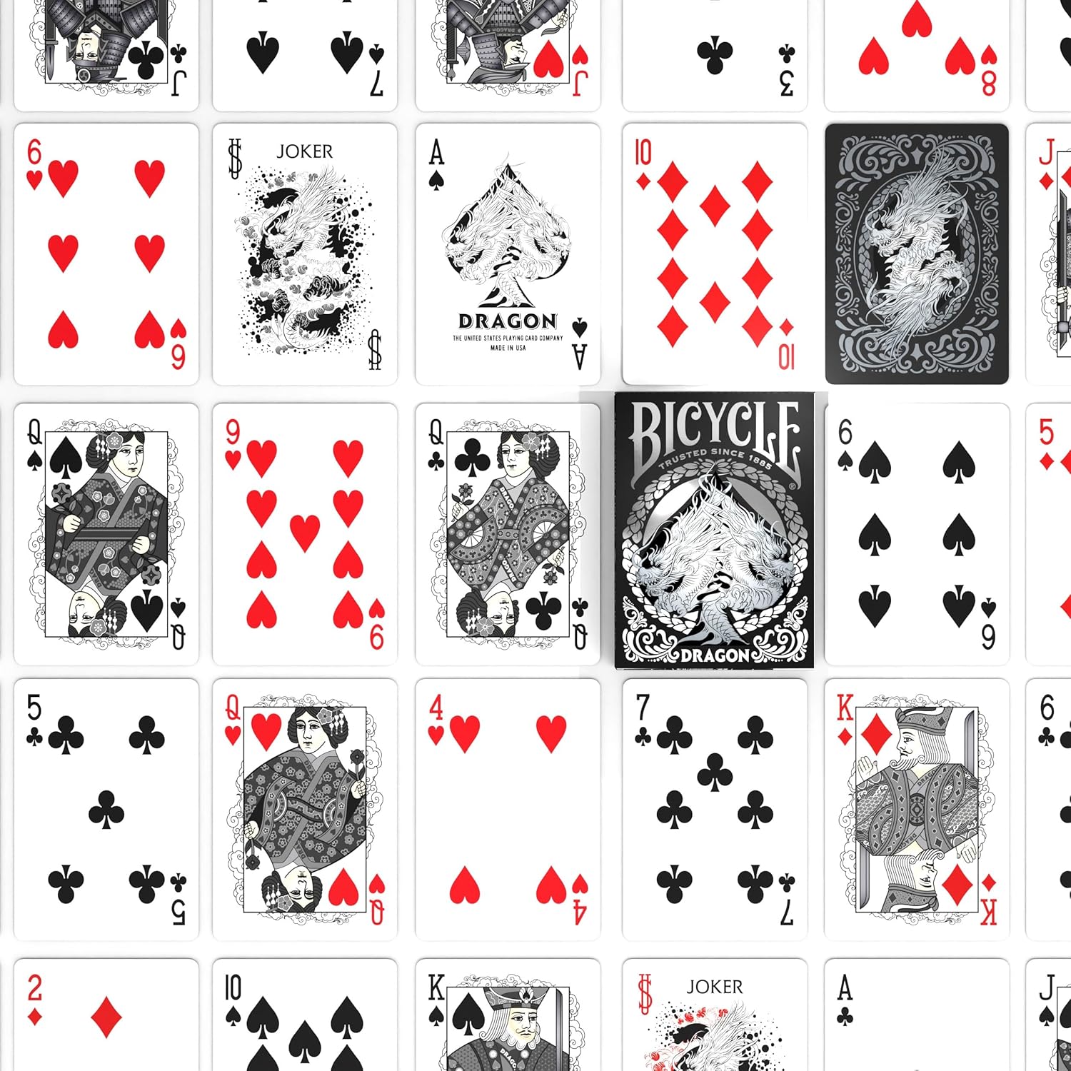 Bicycle Black Dragon Playing Cards - 1 Deck, Air Cushion Finish, Professional, Superb Handling & Durability, Great Gift For Card Collectors