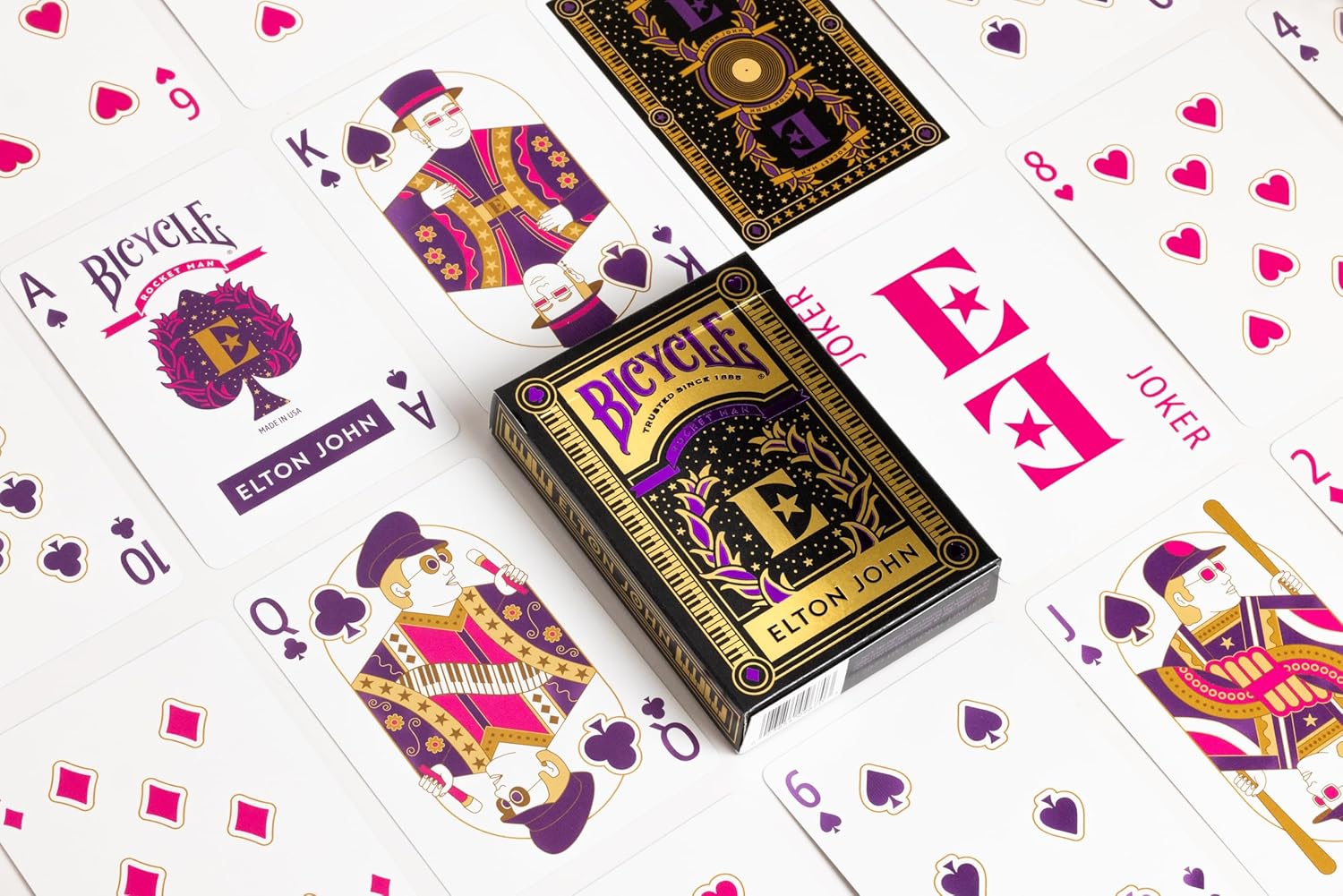 Bicycle® Carte da Gioco Elton John – 1 Mazzo, Finitura con Cuscino d'Aria, Professionale, superba maneggevolezza e Durata, Ottimo Regalo per Collezionisti di Carte, Giallo