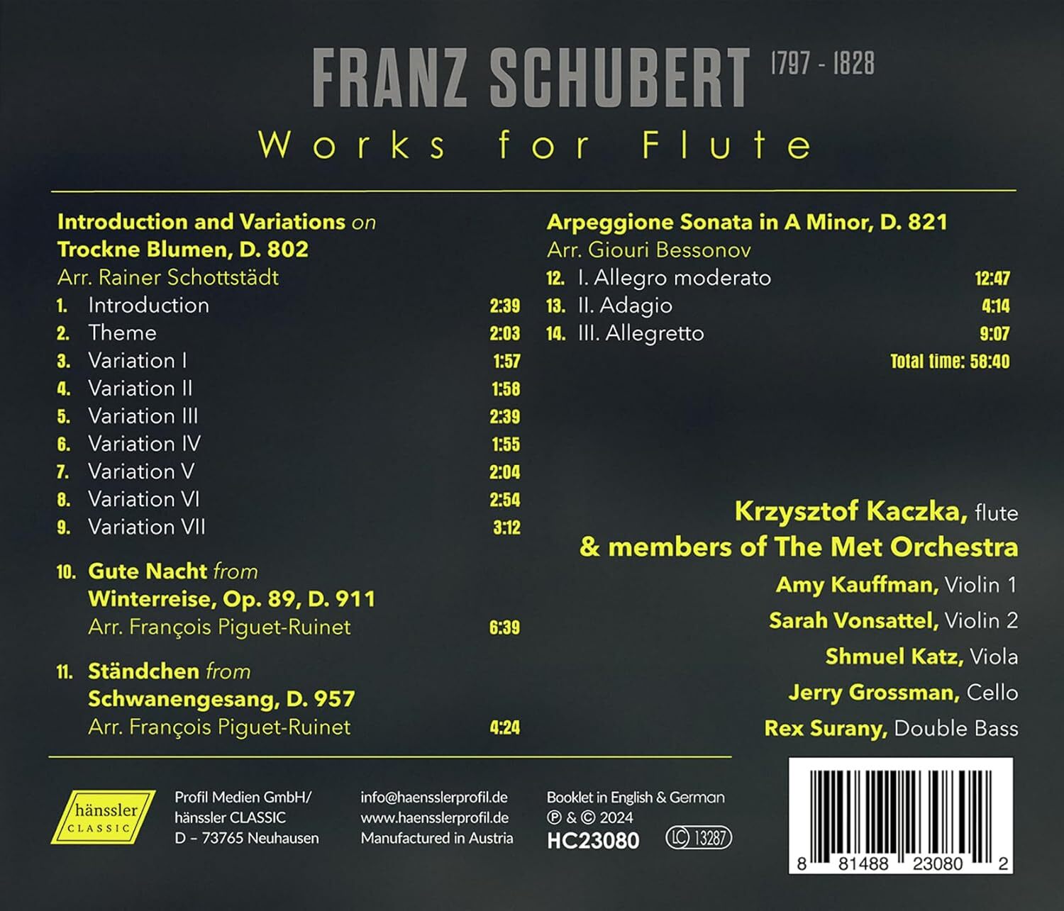Franz Schubert: Works for Flute