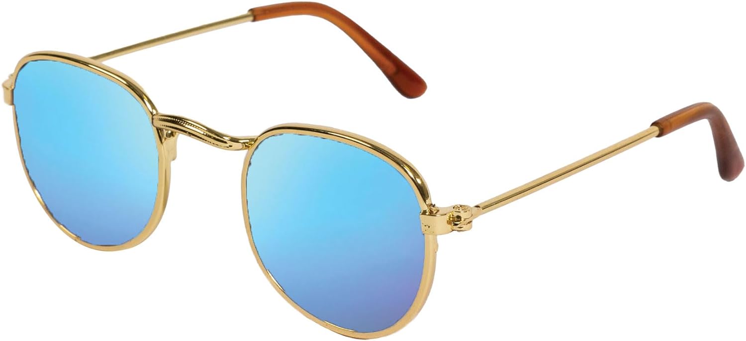 Heless 153 - Puppenzubehör Sonnenbrille mit goldenem Rahmen und verspiegelten Gläsern, für Puppen und Kuscheltiere aller Größen