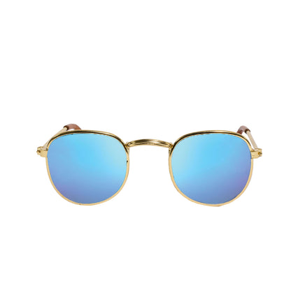 Heless 153 - Puppenzubehör Sonnenbrille mit goldenem Rahmen und verspiegelten Gläsern, für Puppen und Kuscheltiere aller Größen