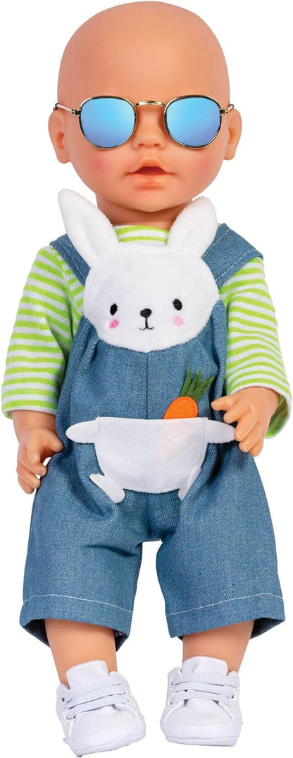 Heless 153 - Puppenzubehör Sonnenbrille mit goldenem Rahmen und verspiegelten Gläsern, für Puppen und Kuscheltiere aller Größen