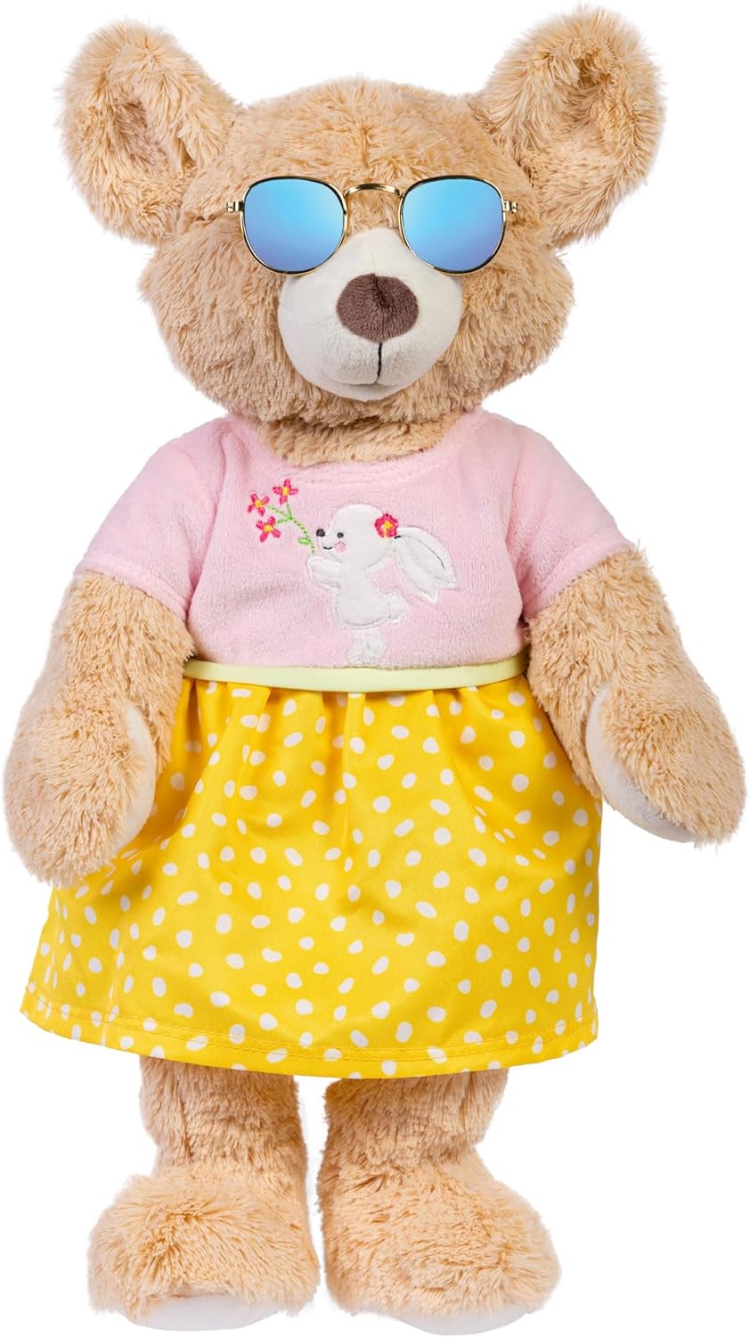 Heless 153 - Puppenzubehör Sonnenbrille mit goldenem Rahmen und verspiegelten Gläsern, für Puppen und Kuscheltiere aller Größen