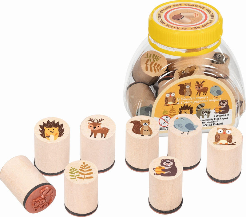 Goki - Goki Houten Stempelset Bosdieren 9dlg.