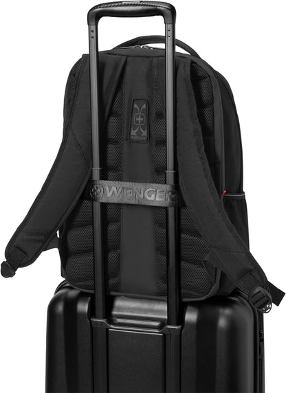 WENGER Laptop Backpack with Tablet Compartment, Notebook, Tablet up to 10 Inches, Organiser, Women, Men, Office, Business, Travel, University, Sustainable Black