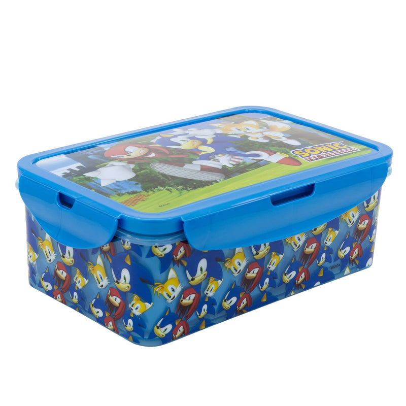 Sonic The Hedgehog Kids Rectangular Lunch Bento Food Box Container with Removable Compartments 1190ml Leak Proof, BPA Free