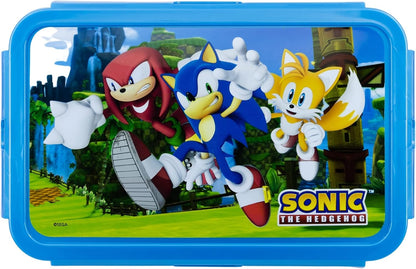 Sonic The Hedgehog Kids Rectangular Lunch Bento Food Box Container with Removable Compartments 1190ml Leak Proof, BPA Free