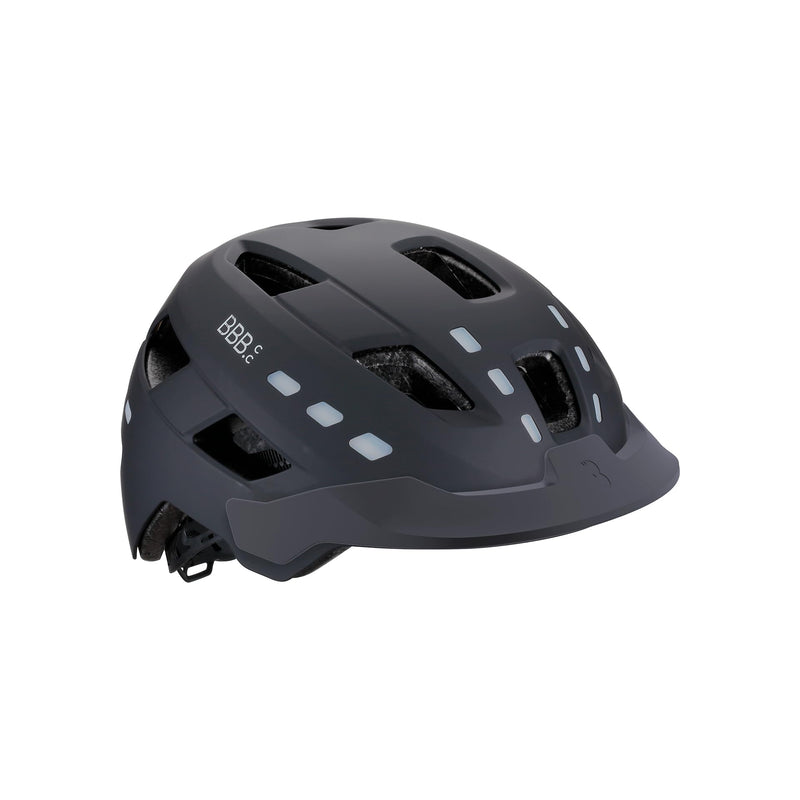 BBB Cycling District Led E-bike Helmet with Lights | 12 Front and 10 Rear LED Lights | USB Rechargeable | Durable ABS Hardshell for Safety on Urban Bikes and Speed Pedelecs | Matt Black | BHE-162