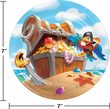 Creative Party Pirate Round Paper Dessert Plates, 7" - 8 Pcs.