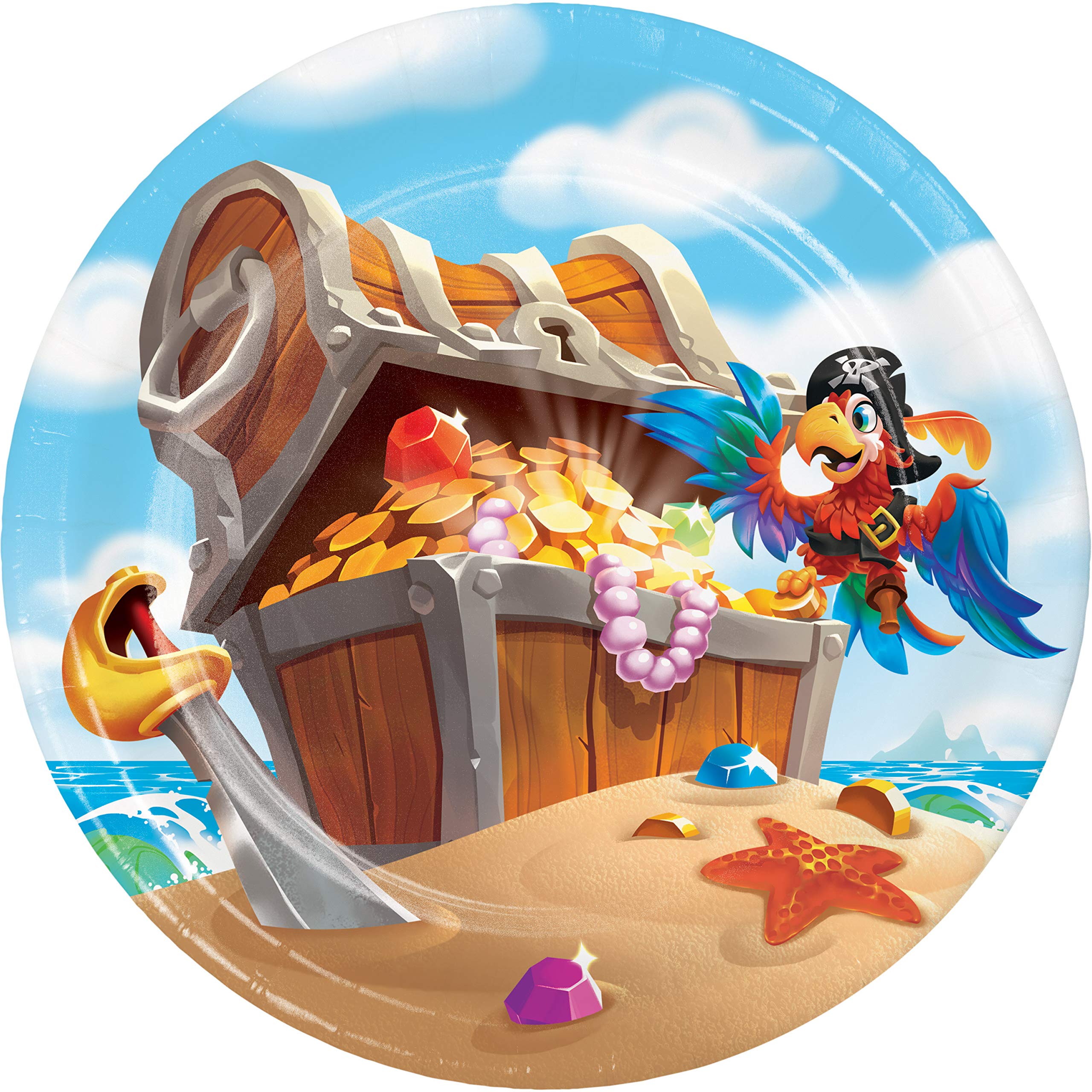 Creative Party Pirate Round Paper Dessert Plates, 7" - 8 Pcs.
