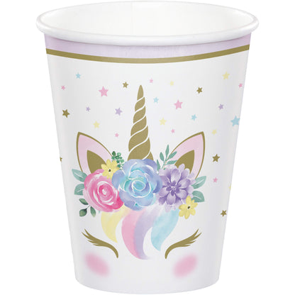 Creative Party PC343968 Floral Unicorn Baby Paper Cups-8 Pcs One Size Gold