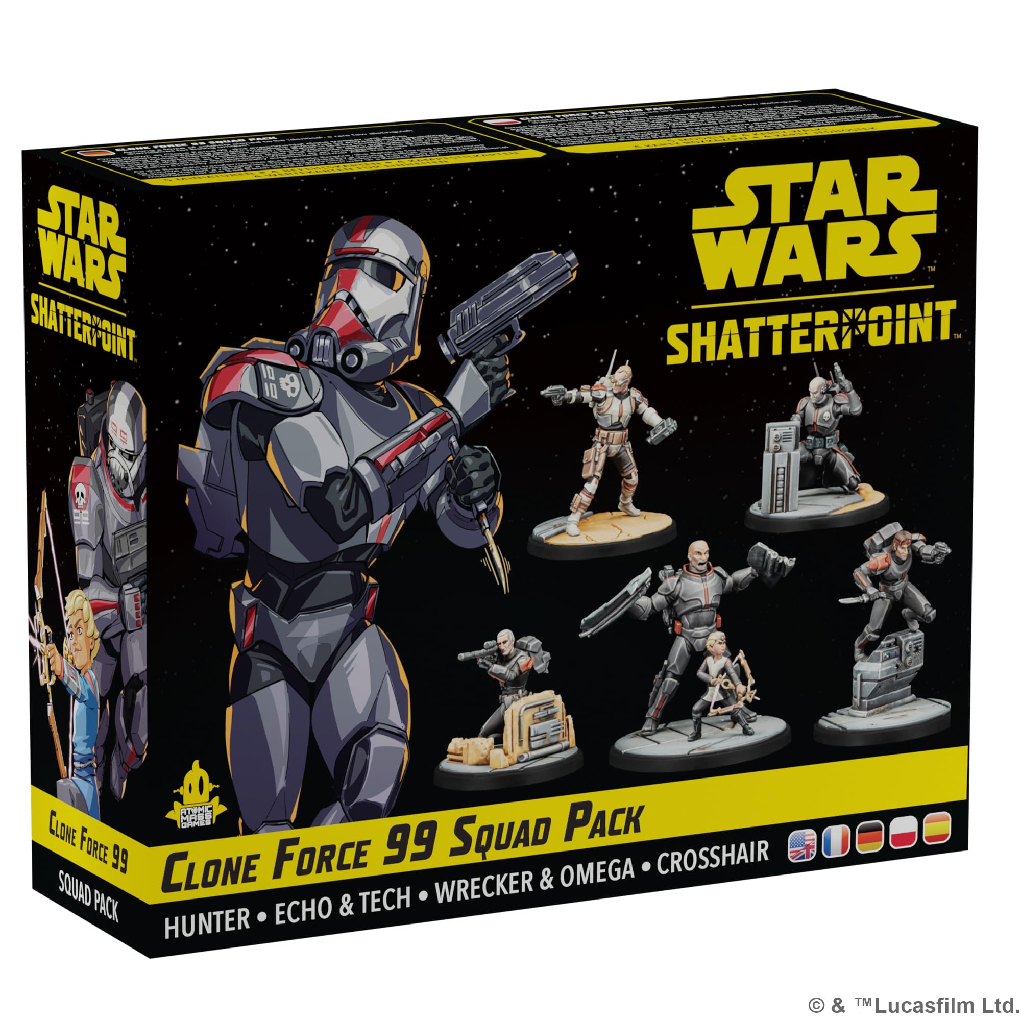 Atomic Mass Games | Star Wars Shatterpoint: Clone Force 99 | Squad Pack | Juego de Miniaturas | A Partir de 14 Años | para 2 Jugadores | 90 Minutos por Partida | Multilenguaje (Incluye Español