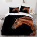 KIMETI Duvet Cover King Size Horses 3D Printed Quilt Cover Colorful Duvet Cover Set 3 Pieces Horse Racing Animals Soft Comfortable Bedclothes with Zipper Closure and Pillowcase for Teen Adult