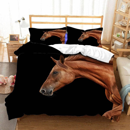 KIMETI Duvet Cover King Size Horses 3D Printed Quilt Cover Colorful Duvet Cover Set 3 Pieces Horse Racing Animals Soft Comfortable Bedclothes with Zipper Closure and Pillowcase for Teen Adult
