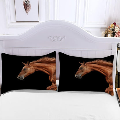 KIMETI Duvet Cover King Size Horses 3D Printed Quilt Cover Colorful Duvet Cover Set 3 Pieces Horse Racing Animals Soft Comfortable Bedclothes with Zipper Closure and Pillowcase for Teen Adult