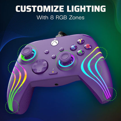 PDP - Manette filaire Afterglow Wave Violette pour Xbox Series X|S, Xbox One et Windows 10/11