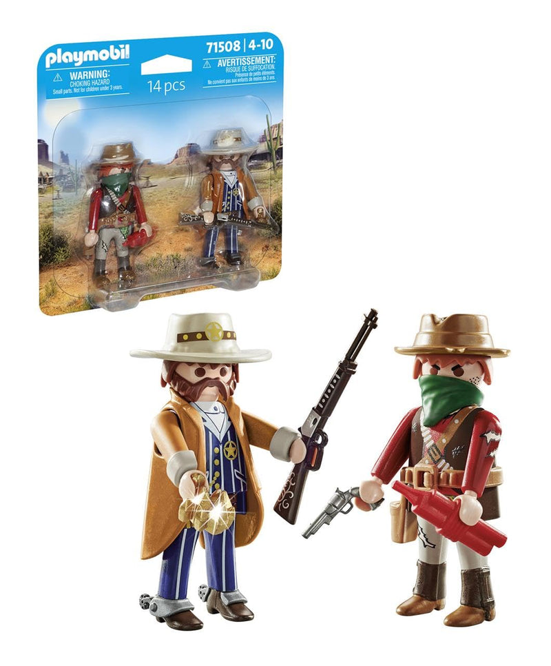 Playmobil 71508 Bandit and Sheriff DuoPack, thrilling action, rescue toy, fun imaginative role-play, playsets suitable for children ages 4+