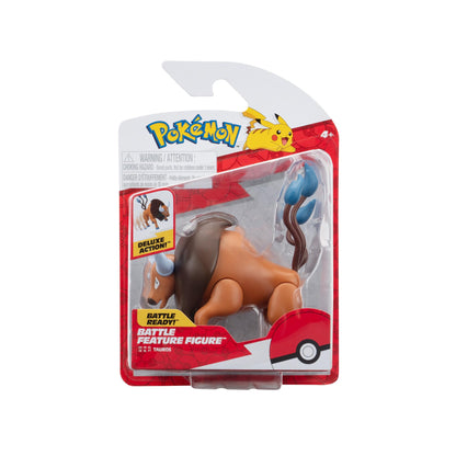 Pokémon Tauros Battle Feature Figure - 4.5-Inch Tauros Battle Ready Figure with Leg Kick Attack