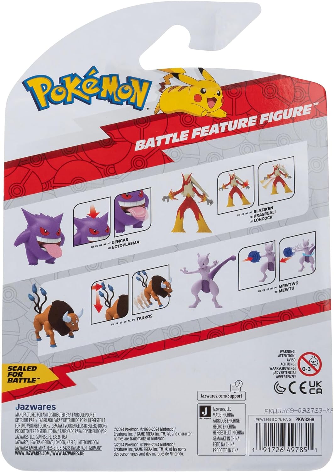Pokémon Tauros Battle Feature Figure - 4.5-Inch Tauros Battle Ready Figure with Leg Kick Attack