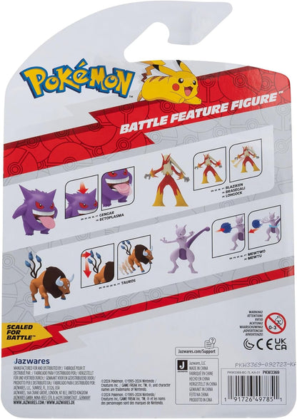 Pokémon Tauros Battle Feature Figure - 4.5-Inch Tauros Battle Ready Figure with Leg Kick Attack