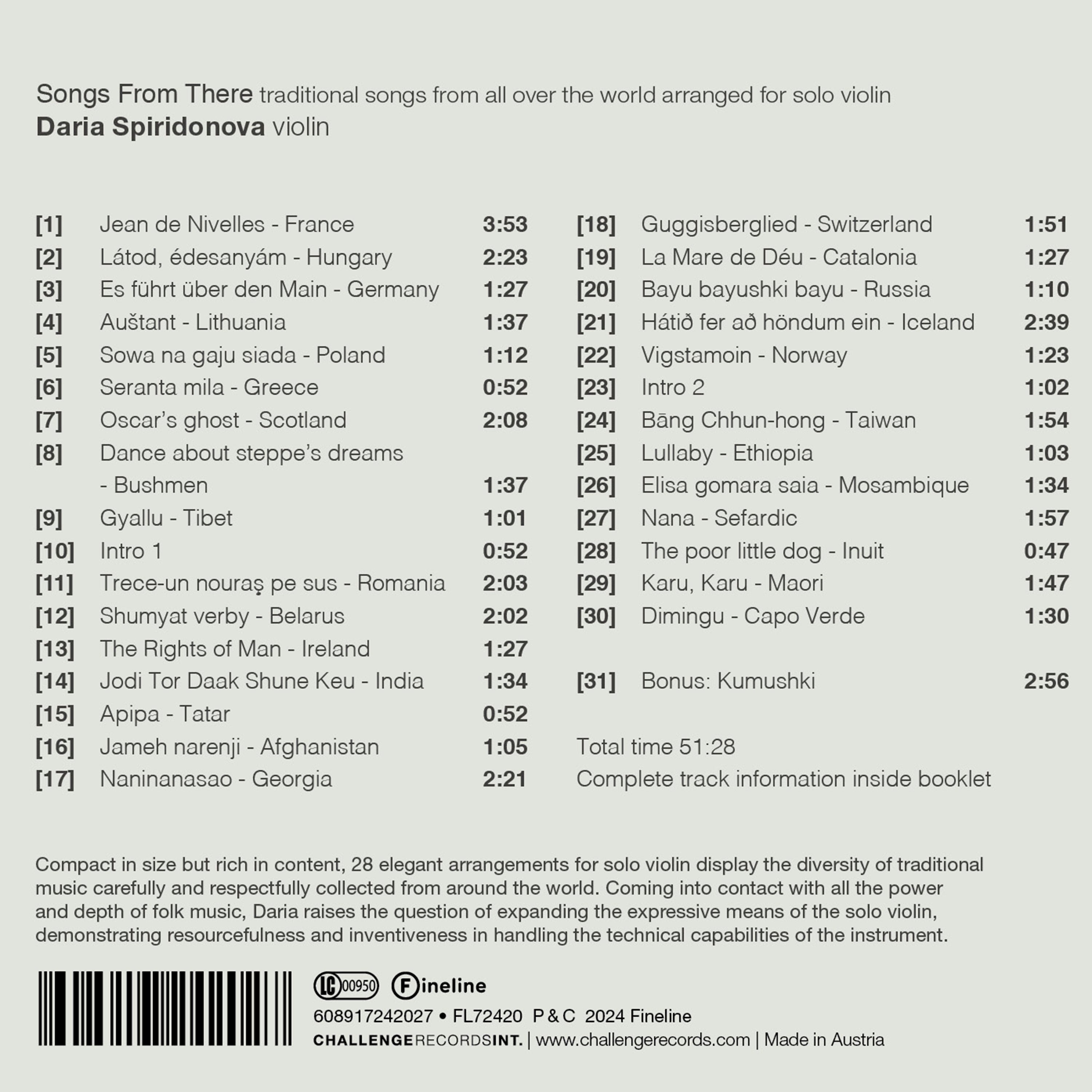 Daria Spiridonova: Songs from There: Traditional Songs from All Over the World Arranged for Solo...