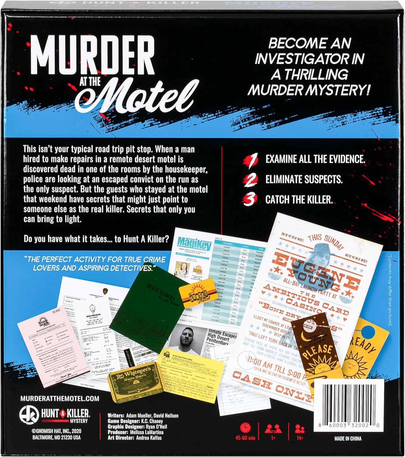 Hunt A Killer Mystery MURDER AT THE MOTEL Un coinvolgente omicidio misterioso gioco Usa le prove realistiche e i documenti per catturare l'assassino. Da 1 a 5 giocatori di età superiore ai 14 anni