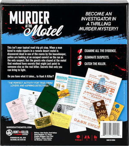 Hunt A Killer Mystery MURDER AT THE MOTEL Un coinvolgente omicidio misterioso gioco Usa le prove realistiche e i documenti per catturare l'assassino. Da 1 a 5 giocatori di età superiore ai 14 anni