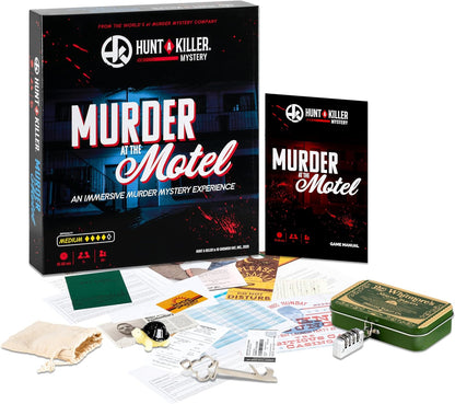 Hunt A Killer Mystery MURDER AT THE MOTEL Un coinvolgente omicidio misterioso gioco Usa le prove realistiche e i documenti per catturare l'assassino. Da 1 a 5 giocatori di età superiore ai 14 anni