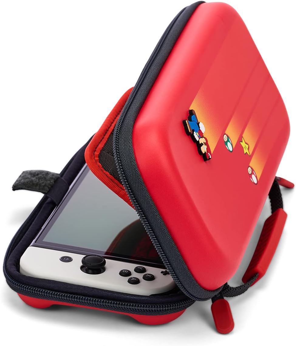 PowerA Protection Case for Nintendo Switch, Switch Lite & OLED Model, Hard Shell Protective Pouch with Carry Handle and 9 Game Cards Storage, Official: Speedster Mario Protection Case Speedster Mario