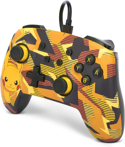 PowerA Enhanced Wired Controller for Nintendo Switch - OLED Model, Nintendo Switch and Nintendo Switch Lite - Camo Storm Pikachu, Gamepad, Game Controller, wired Controller, Officially Licensed