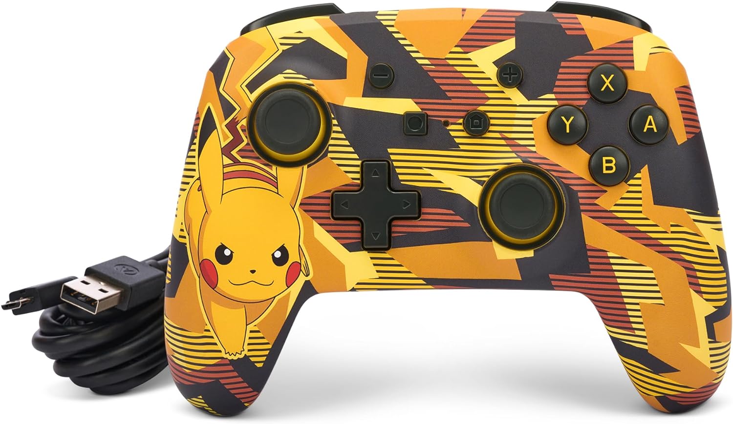 PowerA Enhanced Wired Controller for Nintendo Switch - OLED Model, Nintendo Switch and Nintendo Switch Lite - Camo Storm Pikachu, Gamepad, Game Controller, wired Controller, Officially Licensed