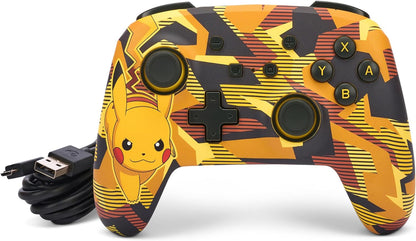 PowerA Enhanced Wired Controller for Nintendo Switch - OLED Model, Nintendo Switch and Nintendo Switch Lite - Camo Storm Pikachu, Gamepad, Game Controller, wired Controller, Officially Licensed