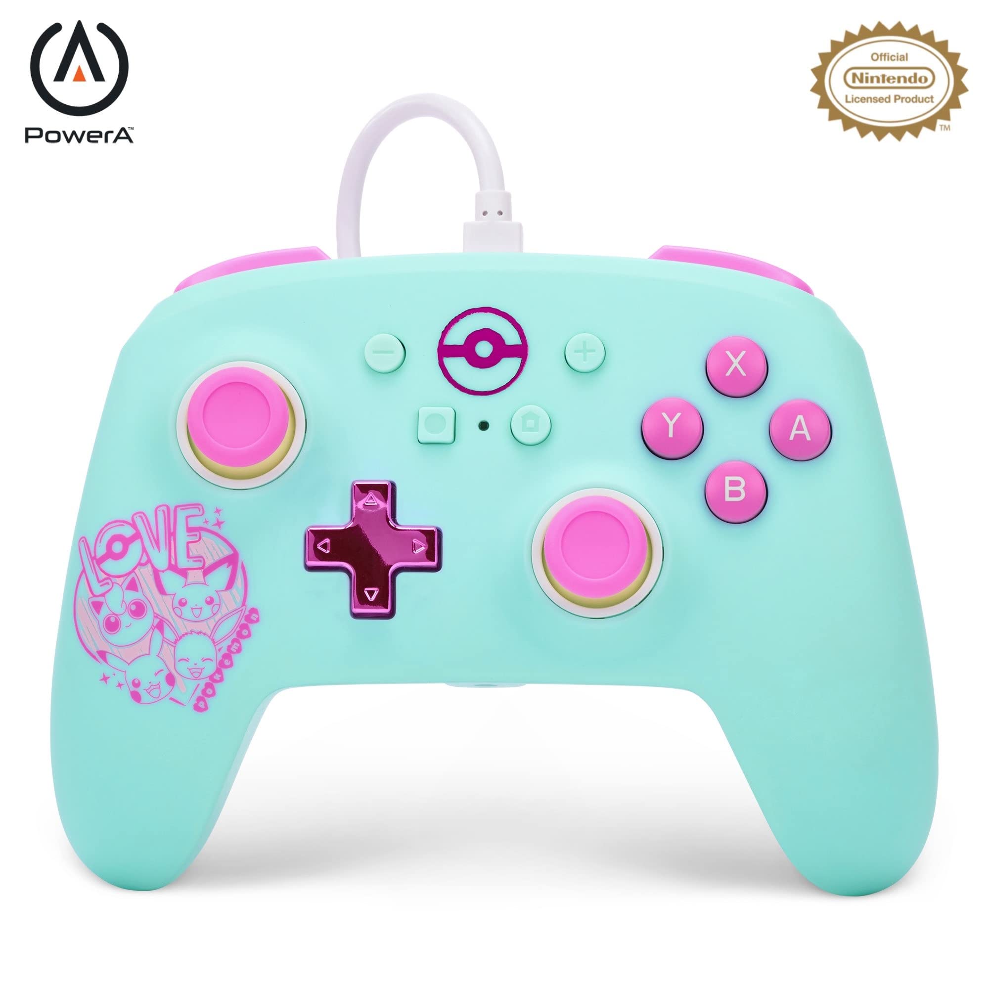 PowerA Enhanced Wired Controller for Nintendo Switch and Oled Model, Advance Gaming Buttons, 3.5mm Stereo Jack and Anti-Friction Rings, Officially Licensed: Pokémon: Sweet Friends