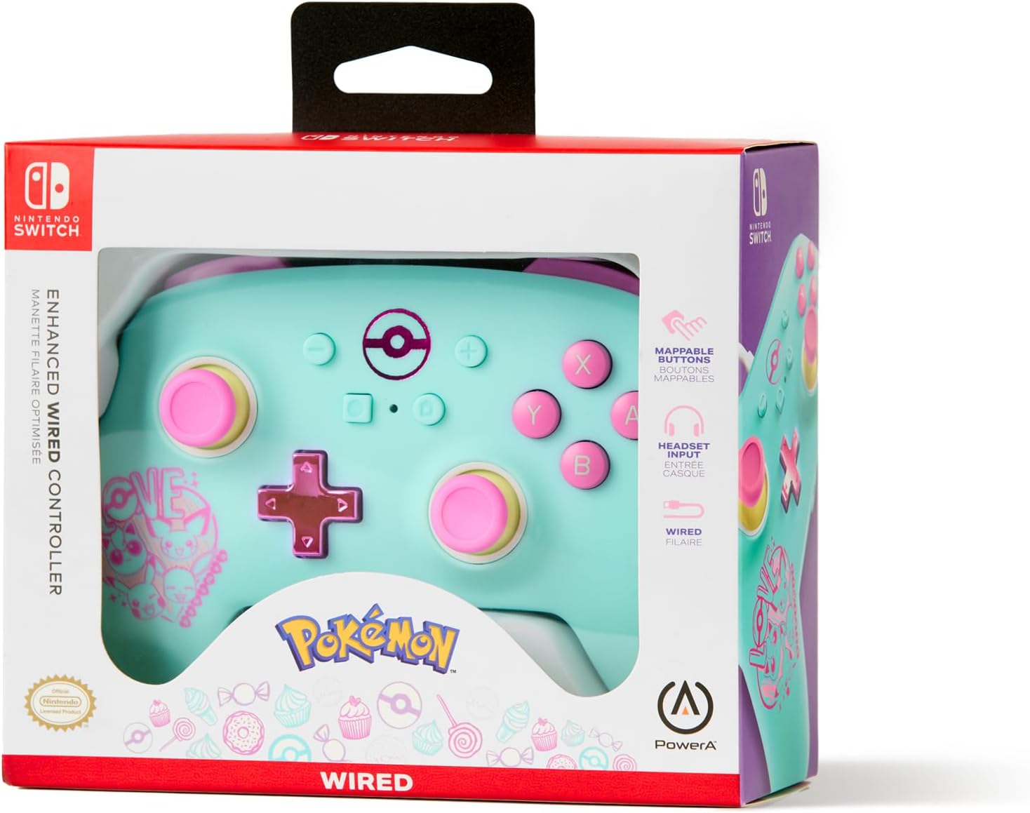 PowerA Enhanced Wired Controller for Nintendo Switch and Oled Model, Advance Gaming Buttons, 3.5mm Stereo Jack and Anti-Friction Rings, Officially Licensed: Pokémon: Sweet Friends