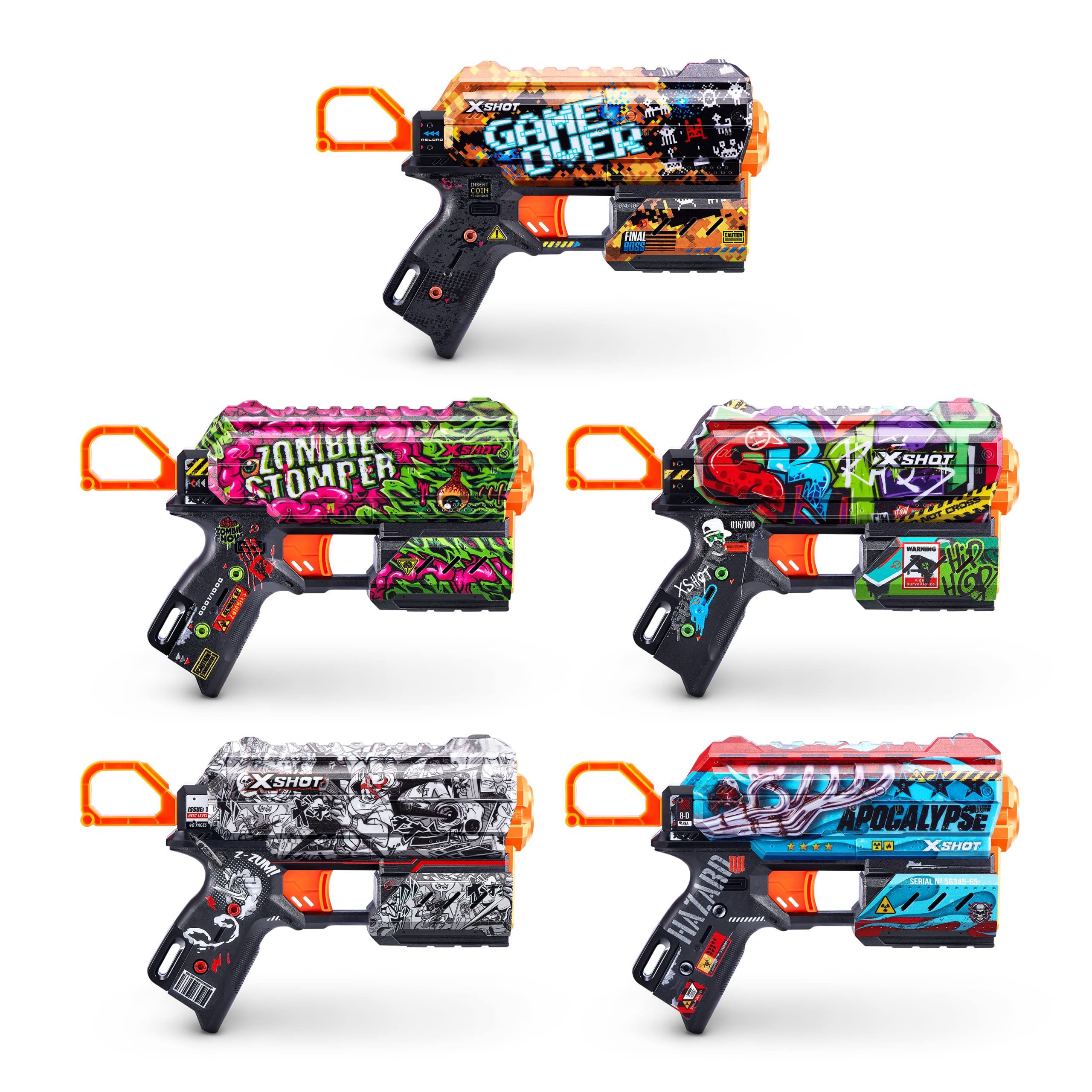 ZURU - XSHOT - Skins - Flow - Foam pijlpistool - Geleverd met 8 pijlen - Ruim kleur - Schiet tot 27 meter - 36516