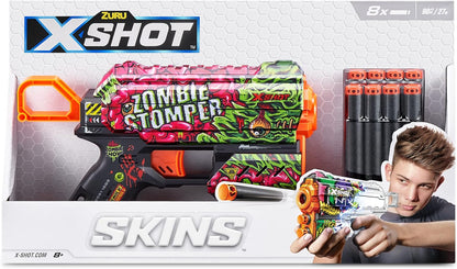 ZURU - XSHOT - Skins - Flow - Foam pijlpistool - Geleverd met 8 pijlen - Ruim kleur - Schiet tot 27 meter - 36516