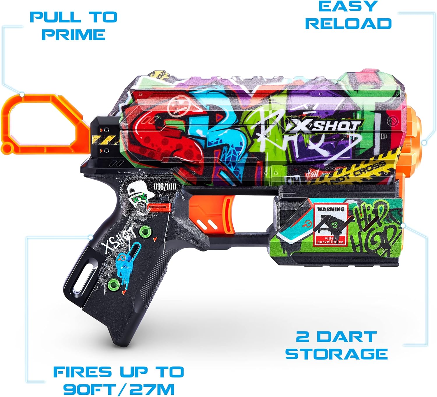 ZURU - XSHOT - Skins - Flow - Foam pijlpistool - Geleverd met 8 pijlen - Ruim kleur - Schiet tot 27 meter - 36516
