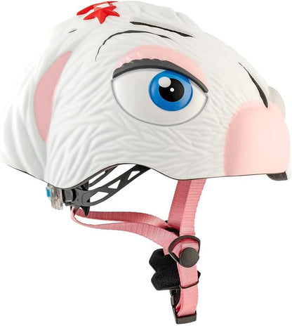 Fietshelm voor kinderen | Oranje Tijger | Crazy Safety | EN1078 Gecertificeerd Witte Konijn S (49-55cm)