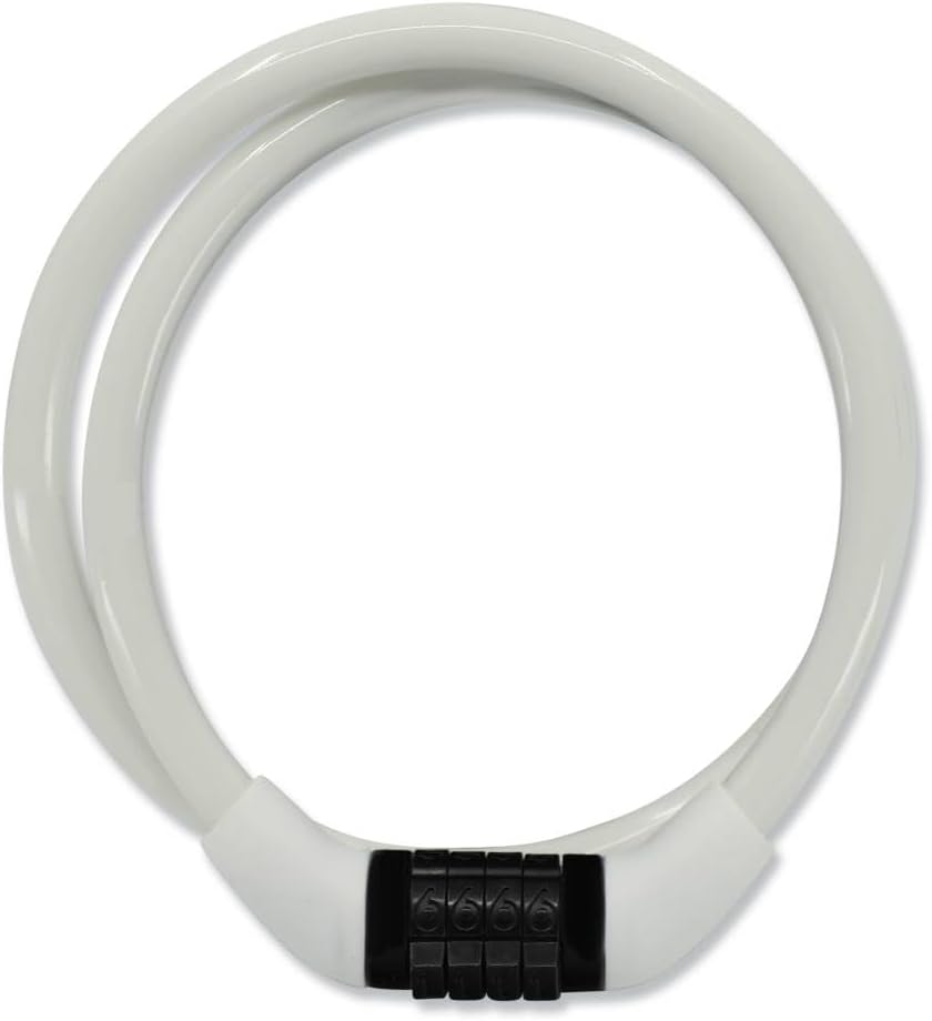 Crazy Safety White Children's Bike Lock | Weatherproof Combination Lock for Bicycles | Easy handling | Cable Lock Code Combination| Children's Bicycle Lock Girls and Boys | Bicycle Accessories