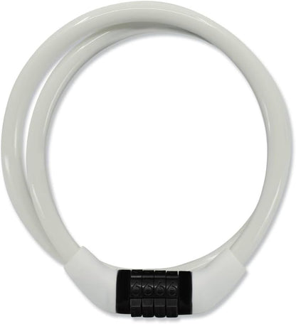 Crazy Safety White Children's Bike Lock | Weatherproof Combination Lock for Bicycles | Easy handling | Cable Lock Code Combination| Children's Bicycle Lock Girls and Boys | Bicycle Accessories