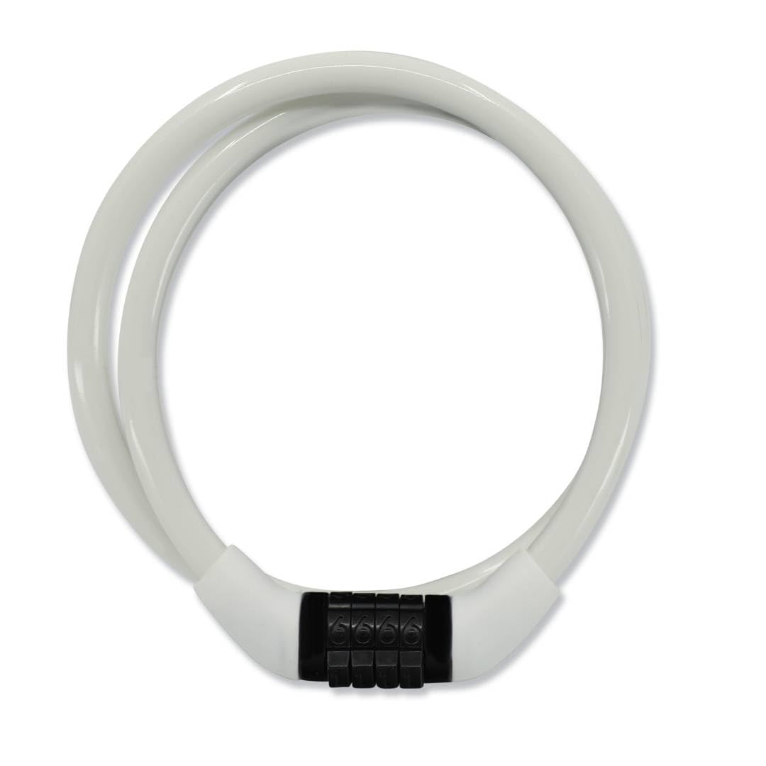 Crazy Safety White Children's Bike Lock | Weatherproof Combination Lock for Bicycles | Easy handling | Cable Lock Code Combination| Children's Bicycle Lock Girls and Boys | Bicycle Accessories