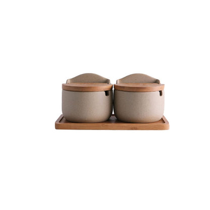 Houjiiloll TLP portaspezie, barattolo per condimenti in ceramica a conchiglia da cucina sale zucchero monosodico glutammato condimento scatola barattolo forniture da cucina (colore: A, dimensioni: 2 2pcs A
