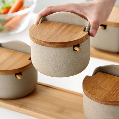 Houjiiloll TLP portaspezie, barattolo per condimenti in ceramica a conchiglia da cucina sale zucchero monosodico glutammato condimento scatola barattolo forniture da cucina (colore: A, dimensioni: 2 2pcs A