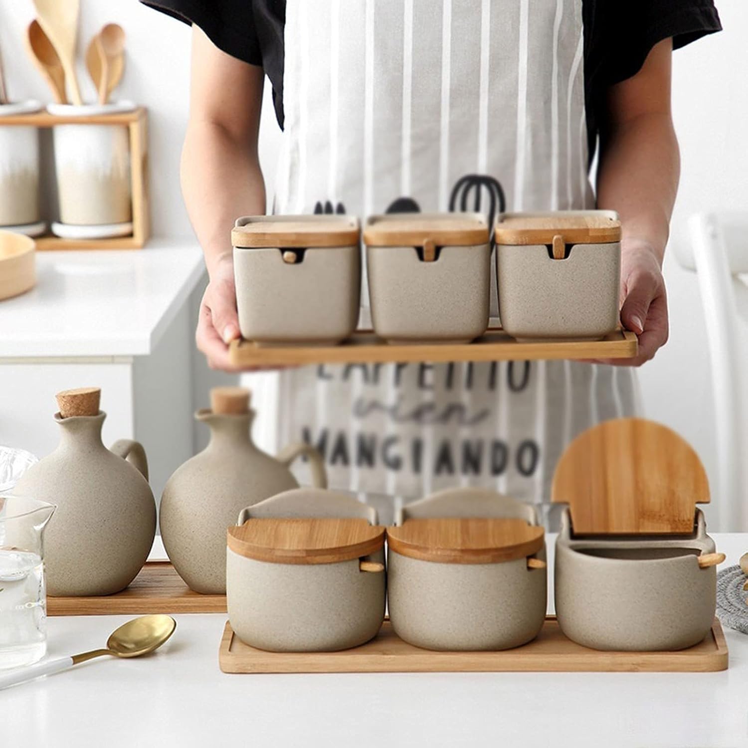 Houjiiloll TLP portaspezie, barattolo per condimenti in ceramica a conchiglia da cucina sale zucchero monosodico glutammato condimento scatola barattolo forniture da cucina (colore: A, dimensioni: 2 2pcs A