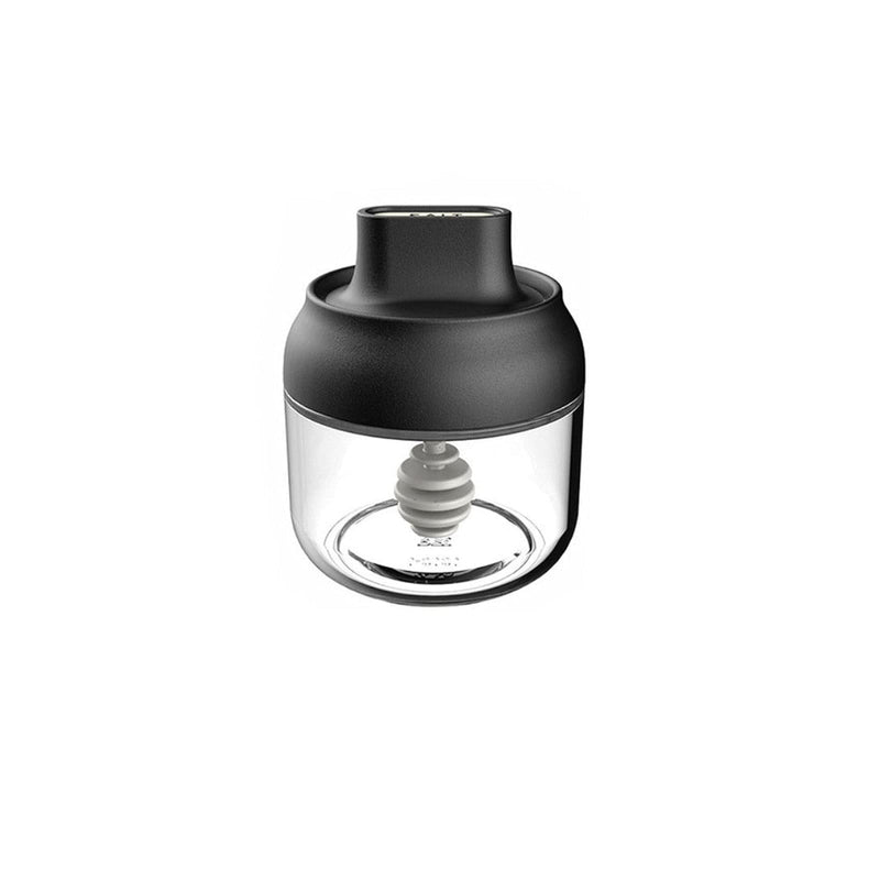 Houjiiloll TLP kruidenrek, glazen kruidendoos lepel en deksel geïntegreerde kruidenpot combinatie kruidenpot keukenbenodigdheden thuis zoutvaatje oliefles set (kleur: zwart, maat: 1 stuk) 1PC Zwart