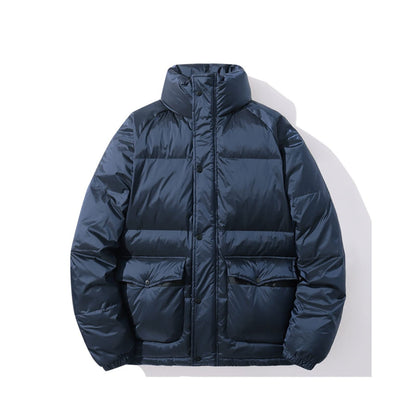 KTGUMKS Giacche invernali da uomo, piumino da uomo corto bianco in piuma d'anatra imbottita collo alto giacca invernale calda 4XL Blu