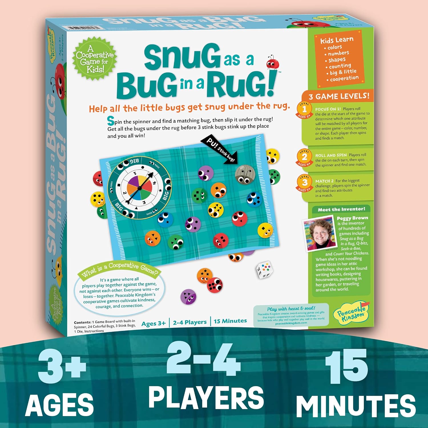 Peaceable Kingdom Snug as a Bug in a Rug cooperative game for little kids